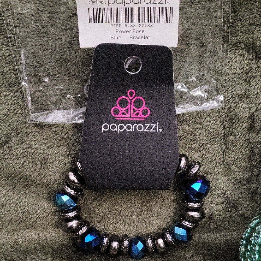 Paparazzi Blue and Silver Beaded Bracelet